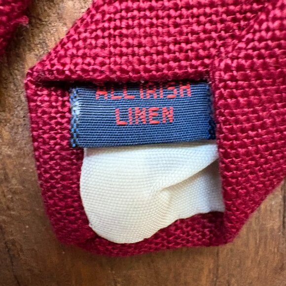 Vintage Rooster "Prep Collection" red Irish linen necktie boys/teens 50 x 2.75" - Picture 3 of 5